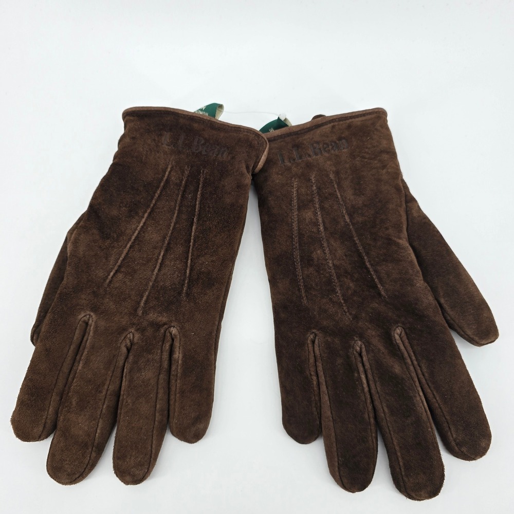 L.L. Bean Suede Leather Gloves Womens Sherpa Lined Winter Warm Brown Medium NWOT